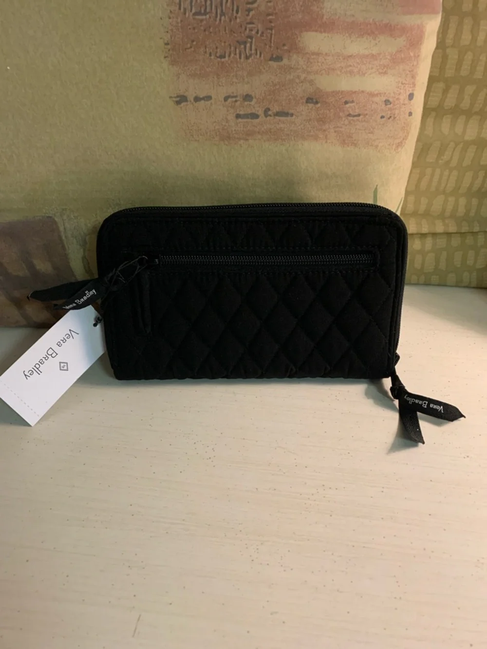 Vera Bradley Black Quilted Zip Wallet with Turn-Lock - Picture 2 of 7